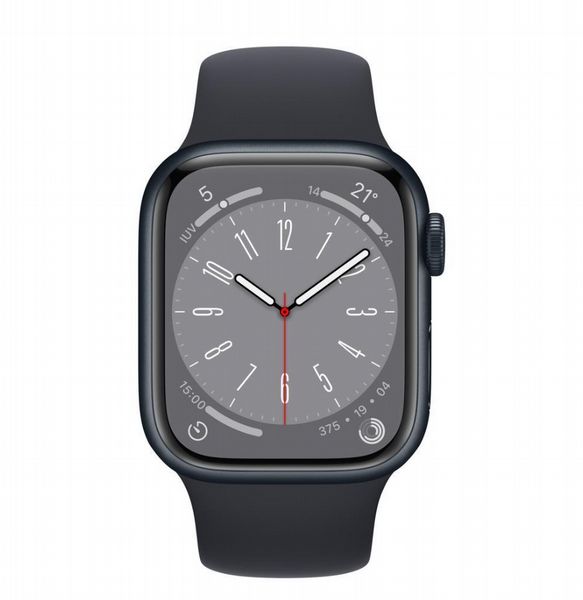Refurbished Apple Watch S8 41mm Black case, Black Strap, GPS - AS NEW